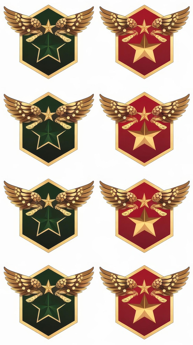 Foto botões de classificação de jogo militar isolados em um fundo branco ilustração realista moderna hexagonal s
