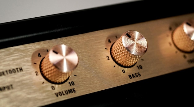 Botões de controle de volume botões de música de controle de som com textura de metal de alumínio dourado