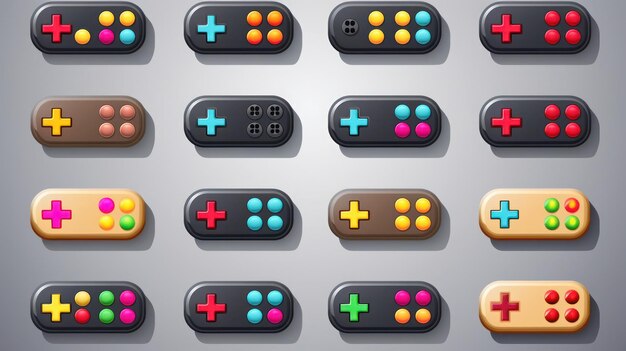 Foto botões de gamepad definem os botões do gamepad do console de jogo