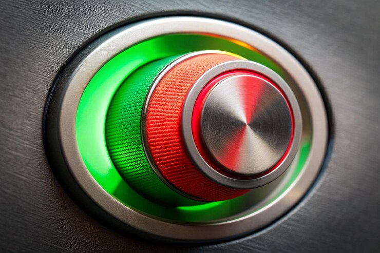 Foto el botón para activar y desactivar los niveles verde y rojo aumenta el concepto de aumentar o disminuir el encendido y apagado