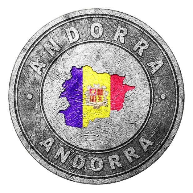 Botón de la bandera de Andorra con el mapa