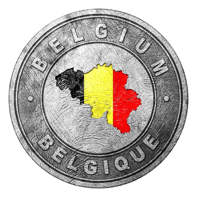 Botón de bandera de Bélgica con mapa