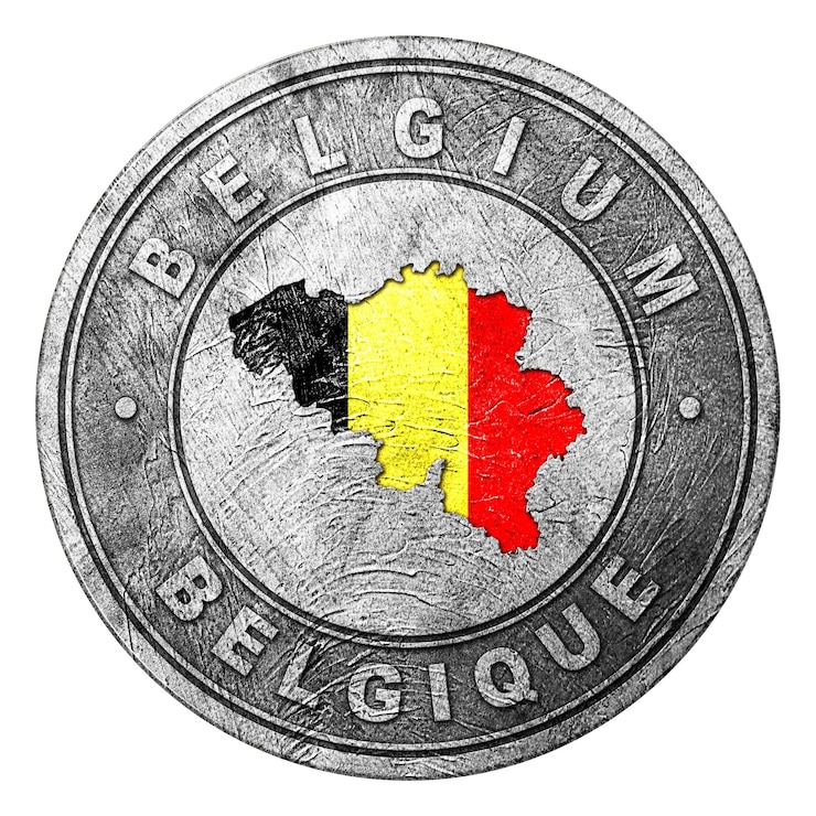 Foto botón de bandera de bélgica con mapa