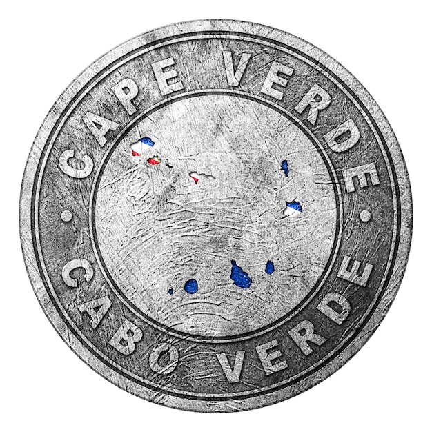 Botón de la bandera de Cabo Verde con mapa