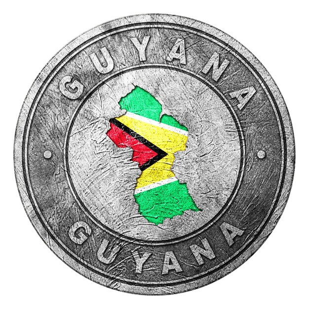 Botón de la bandera de Guyana con mapa