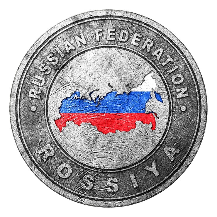 Foto botón de bandera de rusia con mapa