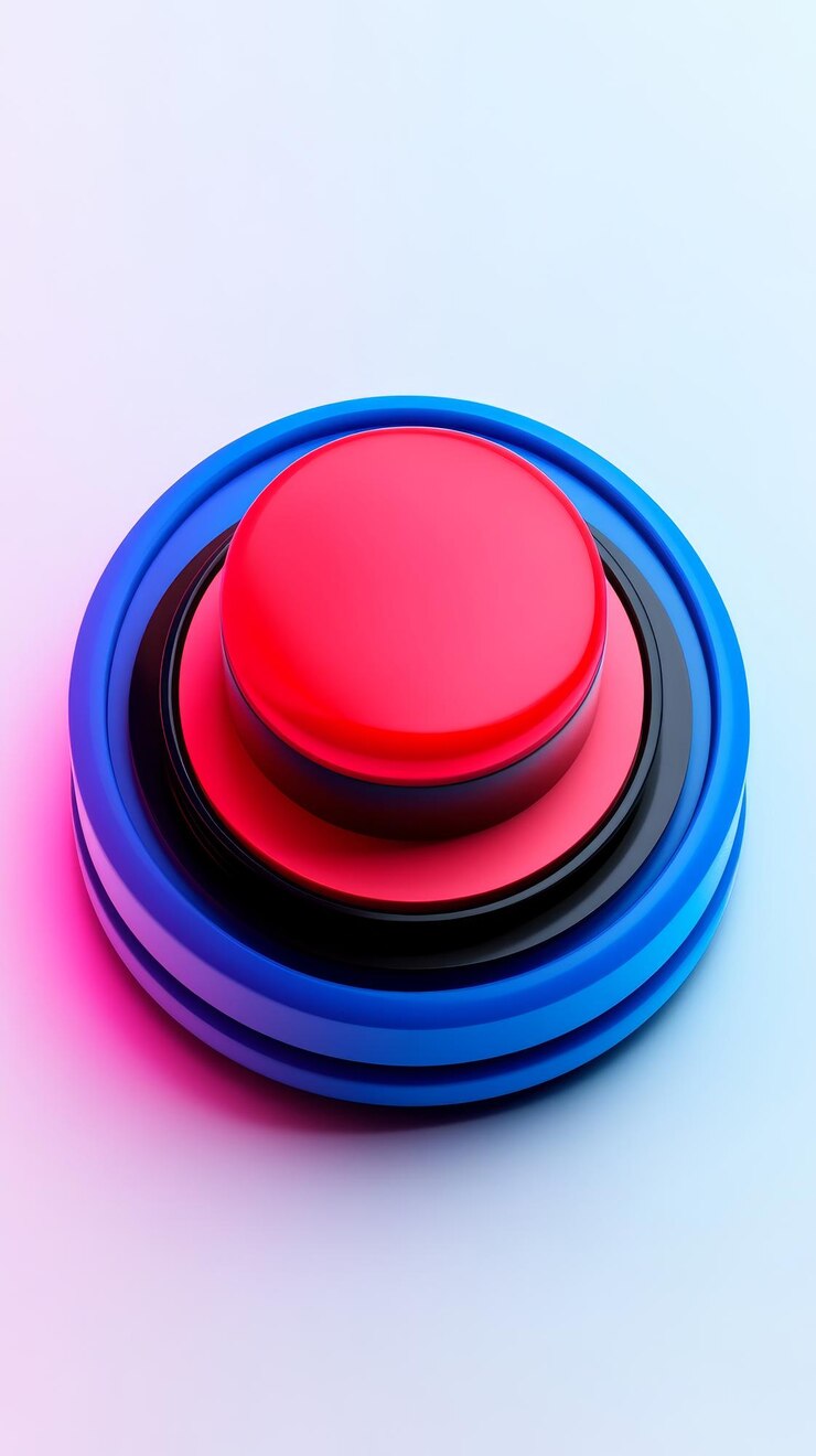 Foto botón colorido en fondo gradiente en estilo vibrante