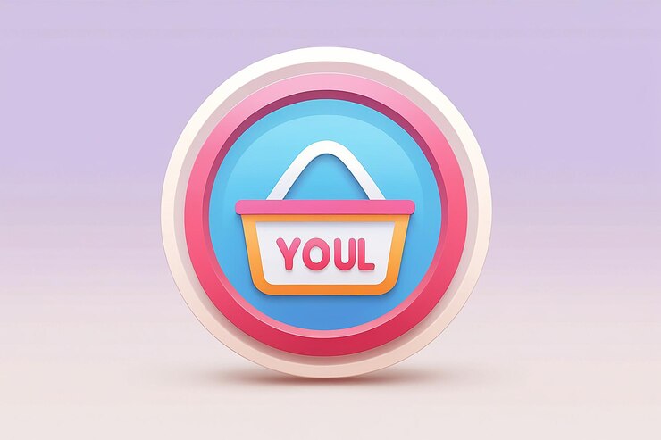 Foto botón de compra de ilustración de icono 3d compras en línea