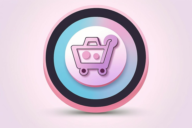 Foto botón de compra de ilustración de icono 3d compras en línea