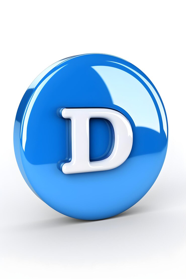 Foto botón de diseño digital botón dd azul elegante para aplicaciones o sitios web modernos