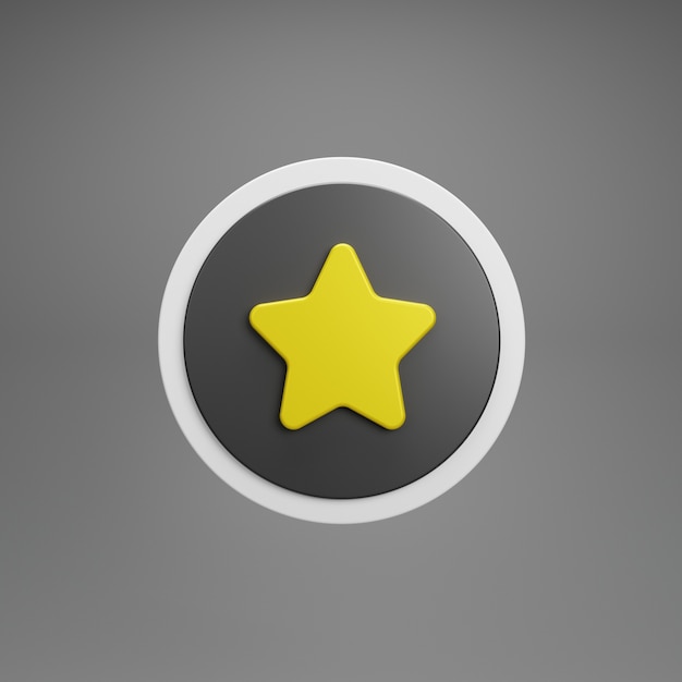 Foto botón estrella. calificación de revisión. representación 3d