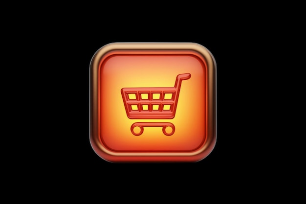 Botón del icono del carrito de compras 3D