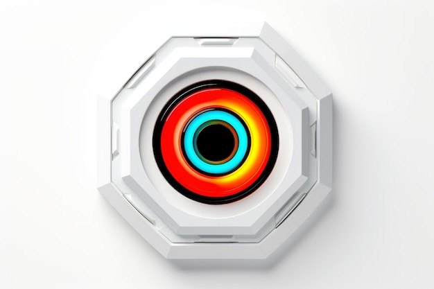 Foto botón multicolor abstracto de alta tecnología en fondo blanco ia generativa