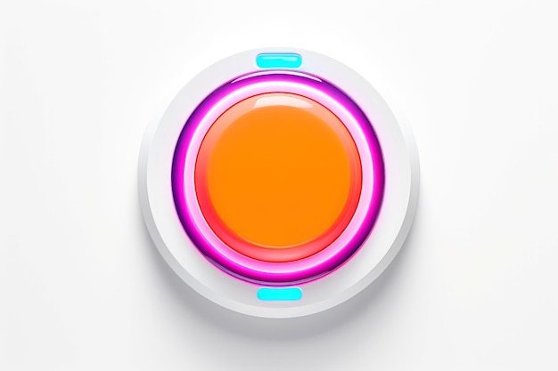 Botón multicolor abstracto de alta tecnología en fondo blanco IA generativa