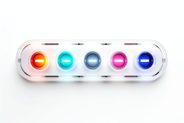 Botón multicolor abstracto de alta tecnología en fondo blanco IA generativa