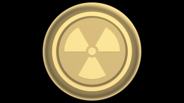 Botón nuclear de oro aislado ilustración 3d render dorado