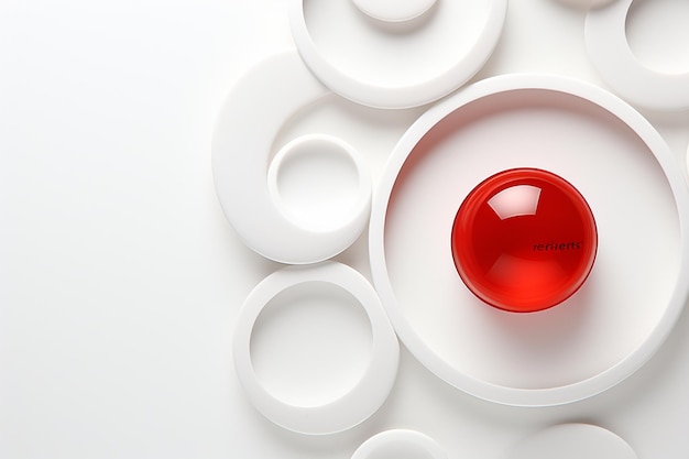 Foto botón redondo en fondo blanco representación 3d ilustración 3d