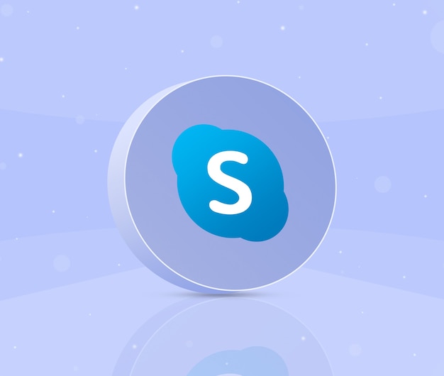 Botón redondo con icono del logo de skype 3d