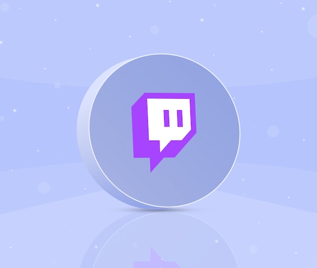 Botón redondo con el icono del logo de twitch 3d