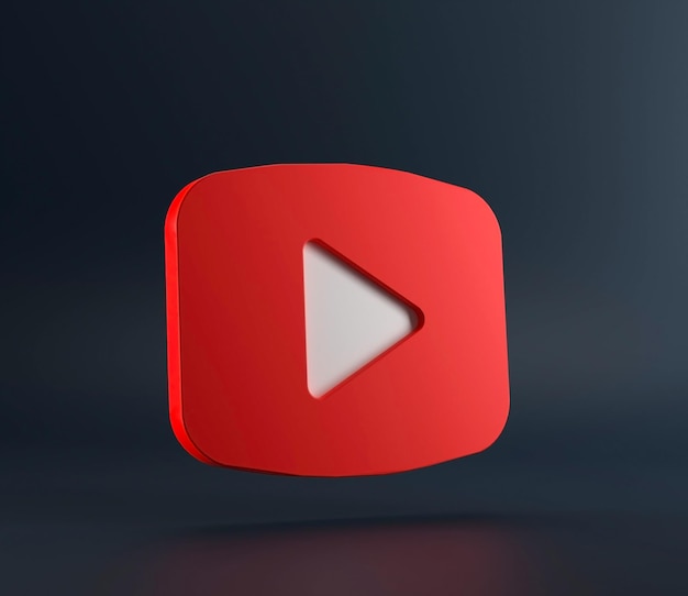 Botón rojo youtube ilustración 3d