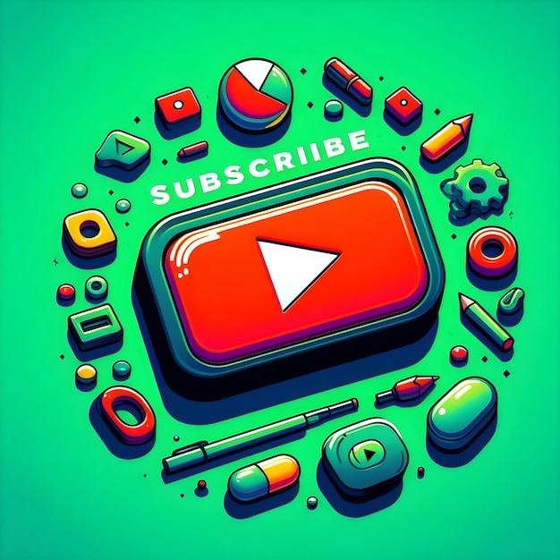 Botón de suscripción de YouTube con fondo de pantalla verde