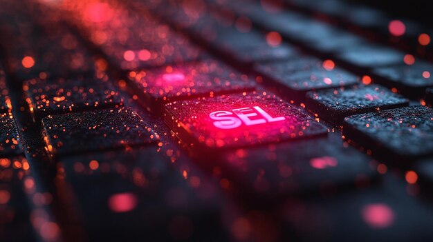 Botón de venta rojo en el teclado de la computadora Comercio de acciones y concepto de comercio electrónico