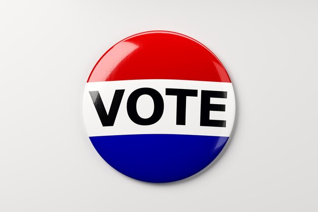 Botón de votación en el fondo plano Renderización 3D