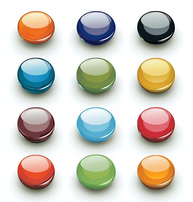 Foto botones brillantes de colores iconos de la web interfaz de la aplicación elementos de diseño formas redondas colores brillantes digital