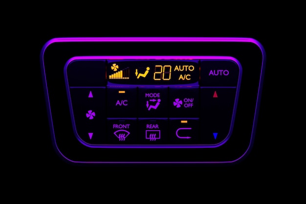 Botones para encender el aire acondicionado del coche en la ilustración 3D del panel de control del clima