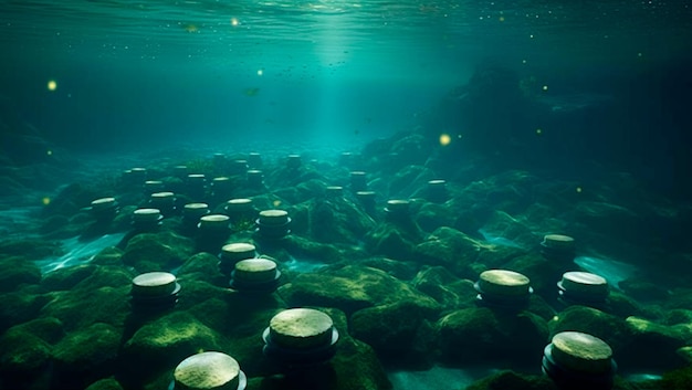 Botones místicos bajo el agua