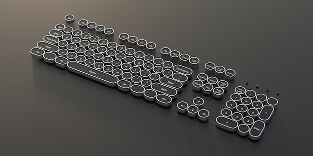 Botones de teclado de computadora steampunk retro futurismo estilo 3d ilustración