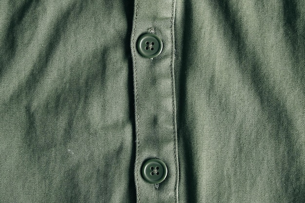 Botones verdes en chaqueta verde. Detalle de la ropa. Vista superior. Copiar, espacio vacío para texto