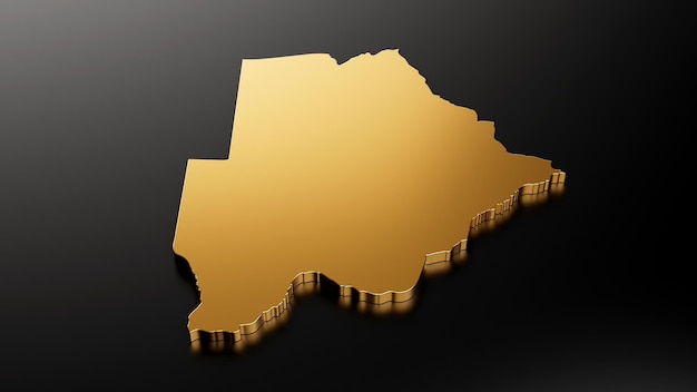Botswana exklusive Goldkarte auf schwarzem Hintergrund 3D-Darstellung