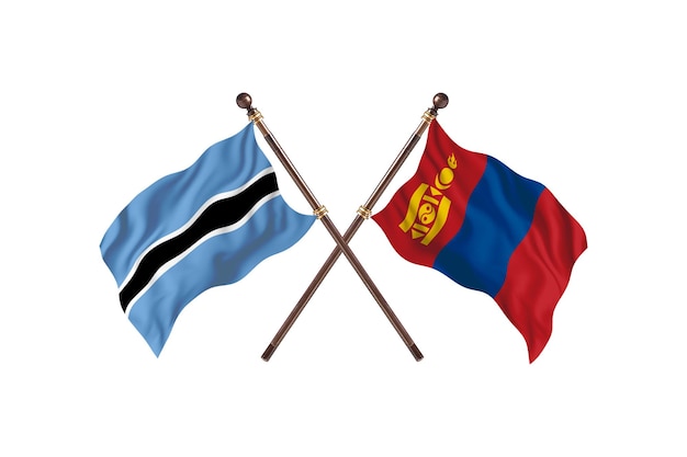 Botswana gegen Mongolei-Flaggen-Hintergrund