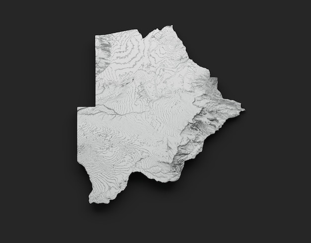 Botswana-Karte Botswana-Flagge Schattiertes Relief Farbe Höhenkarte 3D-Darstellung