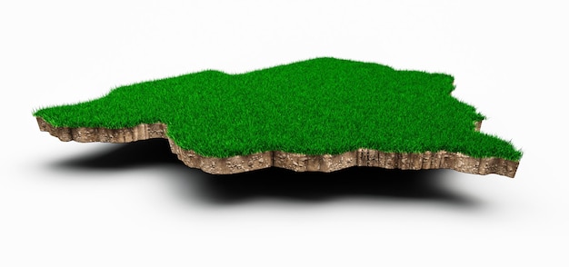 Botswana Mapa suelo tierra geología sección transversal con hierba verde Roca tierra textura 3d ilustración