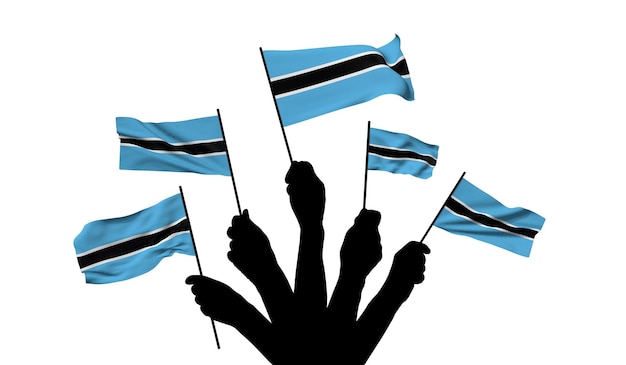 Botswana-Nationalflagge, die d-Rendering geschwenkt wird