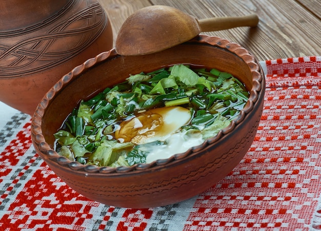 Botvinia - tradicional sopa russa de vegetais verdes