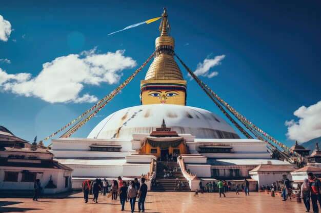 Foto boudhanath stupa ou bodnath stupa é a maior estupa do nepal