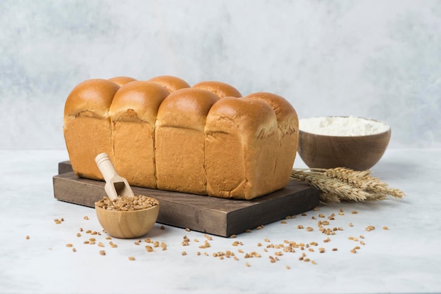 Boulangerie Japan Brot weißen Hintergrund Zusammensetzung