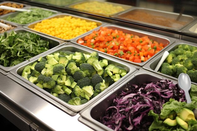 Bountiful Salad Bar Abundantes opciones fotografía de imágenes de ensalada de verduras frescas