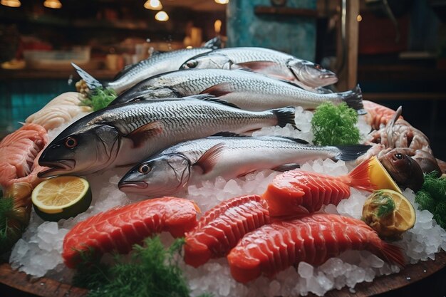 Bounty of the Sea Mercado de pescado crudo Mercado húmedo o Mercado de mariscos frescos IA generativa