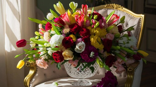 Bouquet auf einem Stuhl