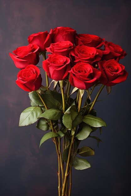Bouquet aus roten Rosen für den Valentinstag mit Platz für Text