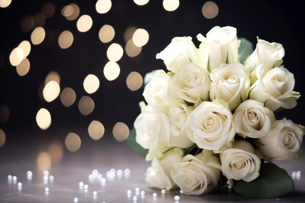 Foto bouquet aus weißen rosen valentinstag hintergrundkonzept