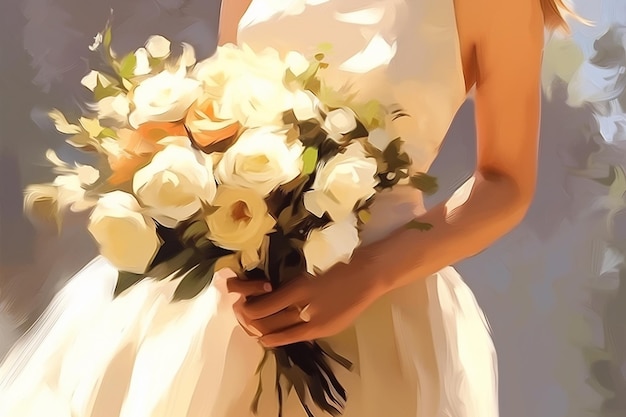 Un bouquet chic en las manos de una novia en un vestido blanco bouquet de boda de lujo que la chica está sosteniendo