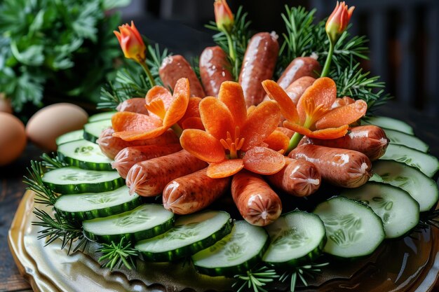 Bouquet comestível Salsichas surpreendentes Bouquet de produtos de carne como um presente original de salame Bouquet incomum