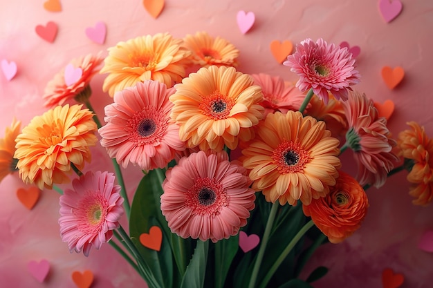 Bouquet de belas flores de primavera e papel bela flor vetor foto grátis