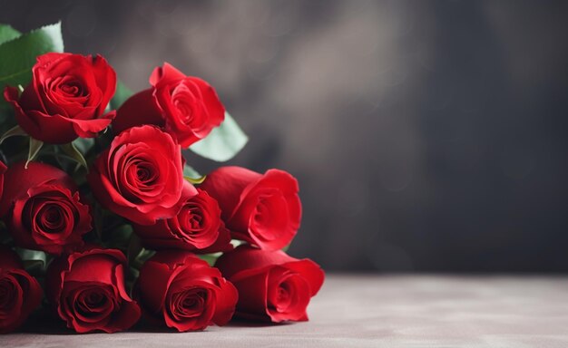 Foto bouquet de belas rosas vermelhas em close de mesa de madeira