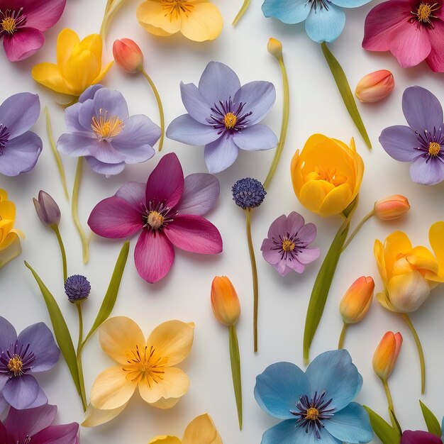 Bouquet de crocus em um fundo cinzento Flores de primavera